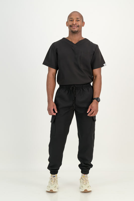 Men's Jet Black Scrub Set